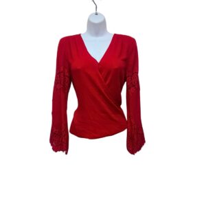 Blusa Manga Larga/Rojo Nuevo, Marca I-N-C, Talla S- 44 cm de ancho