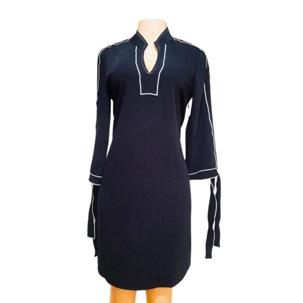 Vestido Manga 3/4/Azul Marino Nuevo, Marca LARK/RO, Talla W12 - 53 cm de ancho