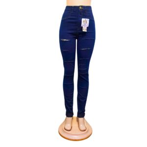 Jeans Azul Marino Nuevo/Rasgado, Marca Boohoo, Talla 12 – 38 cm de ancho