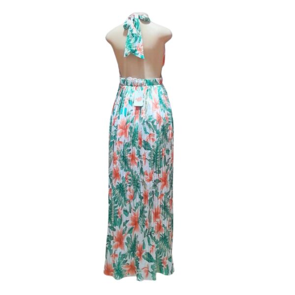 Vestido Floreado Escotado/ Blanco Nuevo, Marca L´ATISTE, Talla L - 37 cm de ancho - Imagen 2