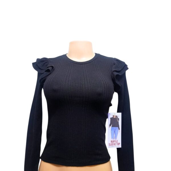 Blusa Manga Larga Slim Nuevo/ Negro, Marca CELEBRITY PINK, Talla XS - 29 cm de ancho