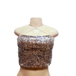 Top  de Ojuelas Brillante/ Rosa Vieja, Marca GARAGE, Talla M – 36 cm de ancho