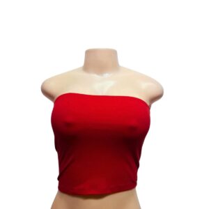 Top de Tubo Corto/ Rojo Nuevo, Marca Trendy Queen, Talla S – 34 cm de ancho