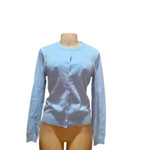 Blusa Manga Larga/ Celeste de Botones, Nueva, Marca LORD Y TAYLOR, Talla L – 46 cm de ancho