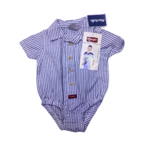 Mameluco Casual Rayado/ Nuevo, Marca WRANGLER, Talla 3M – 28 cm de ancho