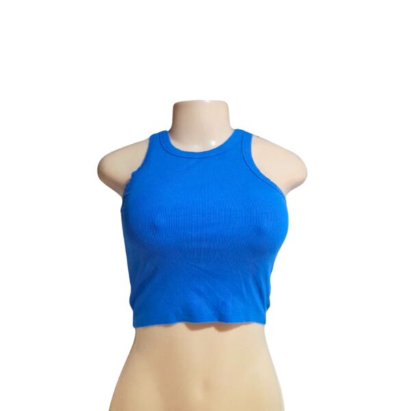 Top Azul Sin Mangas, Marca , Talla S - 30 cm de ancho