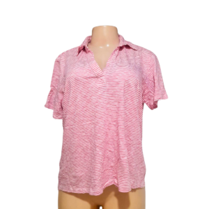 Camisa De Dama Rayada/ Rosa Vieja, Marca ST/JHONS/BAY, Talla XL – 56 cm de ancho