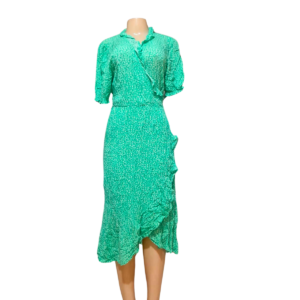 Vestido Floreado Verde/ Nuevo, Marca OLD NAVY, Talla L – 65 cm de ancho