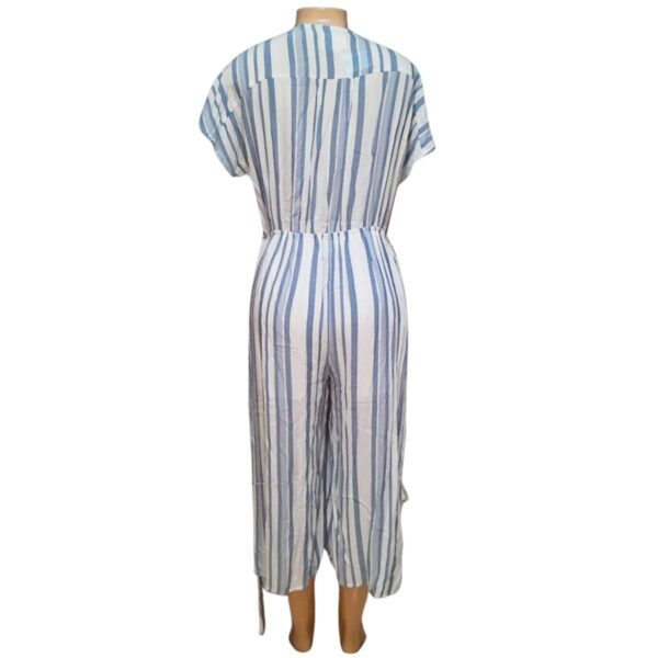 Enterizo Rayado Azul/Blanco, Marca LOST/WANDER, Talla XL - 57 cm de ancho - Imagen 2
