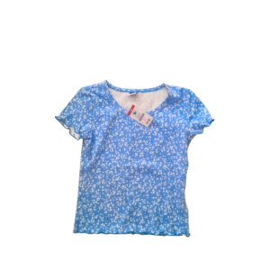 Blusa De Niña Floreado Celeste, Marca OLD NAVY, Talla 6/7T – 30 cm de ancho