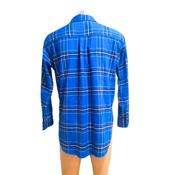 Camisa Manga Larga Cuadriculada Azul, Marca H.M, Talla S - 63 cm de ancho - Imagen 2
