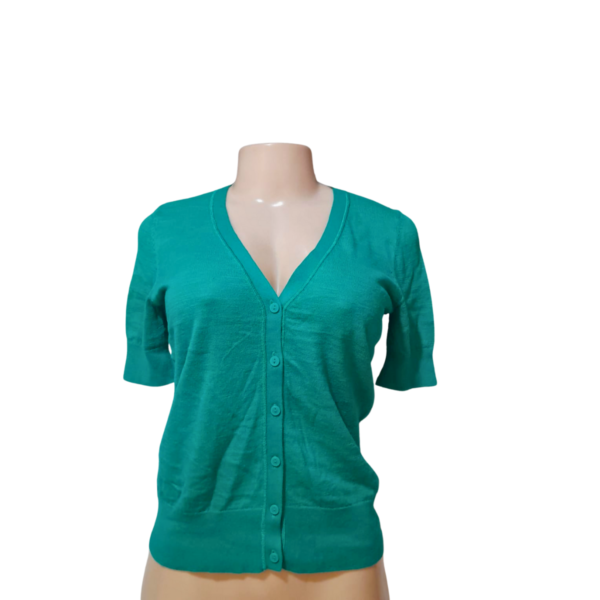 Blusa Cuello V/ Nueva Color Verde, Marca LOFT, Talla SP - 43 cm de ancho