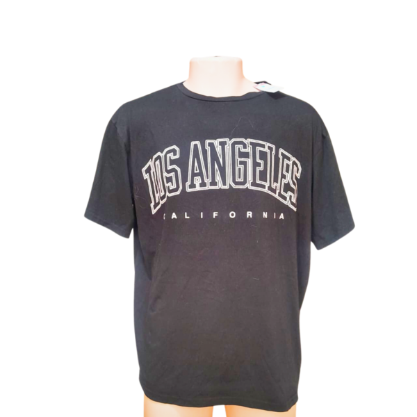 Camiseta Cuello Redondo Negra, Marca SHEIN, Talla L - 66 cm de ancho