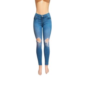 Jeans Dama Azul Claro Slim/Rasgado, Marca EXPRESS, Talla 4 – 36 cm de ancho