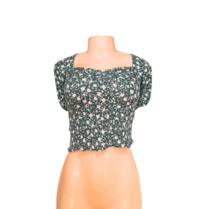 Top Verde Floreado Slim, Marca ABERCROMBIE/FITCH, Talla S – 36 cm de ancho