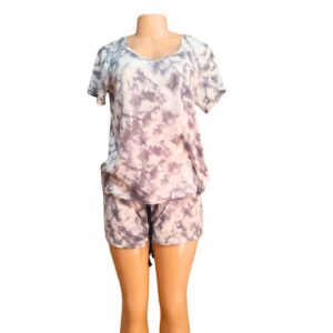 Conjunto Pijama Short/Blusa Manga Larga, Marca NICOLE HILLER, Talla L – 41 cm de ancho