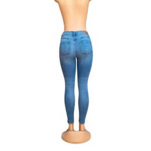 Jeans Dama Azul Claro Slim/Rasgado, Marca EXPRESS, Talla 4 – 36 cm de ancho