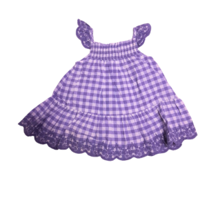 Vestido de Niña/ Cuadriculado, Marca SHABBY-CHIC, Talla 12M – 25 cm de ancho