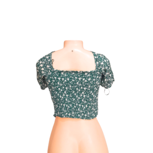 Top Verde Floreado Slim, Marca ABERCROMBIE/FITCH, Talla S – 36 cm de ancho