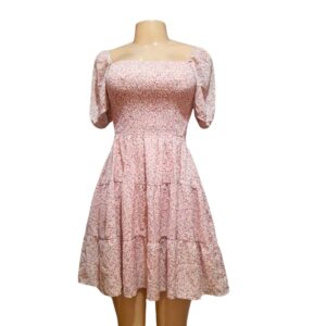 Vestido Floreado Rosa Vieja/ Nuevo Descubierto de la espalda, Marca BYINNS, Talla M – 57 cm de ancho