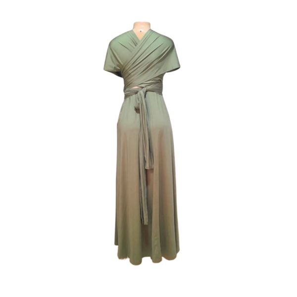 Vestido Nuevo Color Verde Escotad, Entrelazado , Marca DRESS DAY, Talla S - 42 cm de ancho - Imagen 2