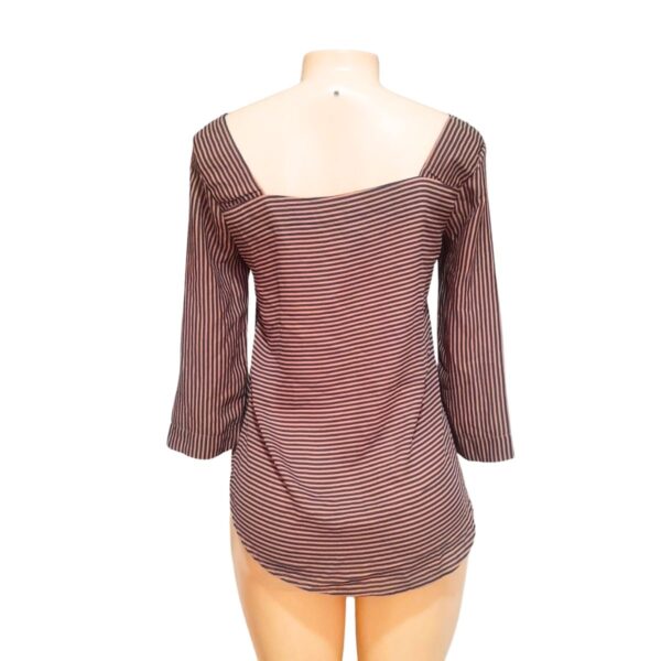 Blusa Rayada Café, Marca BOBEAU, Talla XS - 50 cm de ancho - Imagen 2