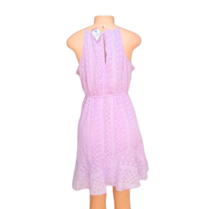 Vestido Morado Sin Mangas, Marca CRYSTAL/DOY, Talla L – 46 cm de ancho