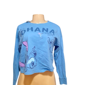 Camiseta Manga Larga Azul STICHS, Marca DISNEY, Talla XS – 51 cm de ancho