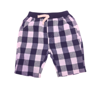 Short de caballero/ Cuadriculado azul, blanco, Marca YILAKU, Talla 2/3Y  – 24cm de ancho