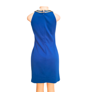 Vestido Azul Con Collar Dorado, Marca JESSICA/SIPSOM, Talla 4 – 47 cm de ancho