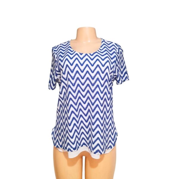 Blusa Azul/Blanca, Marca NAPA VALLEY, Talla L - 51 cm de ancho