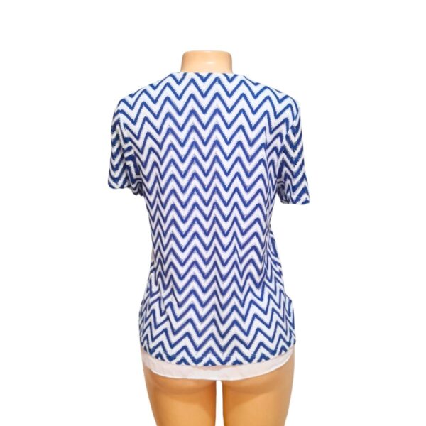 Blusa Azul/Blanca, Marca NAPA VALLEY, Talla L - 51 cm de ancho - Imagen 2