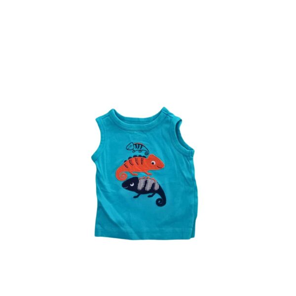 Camiseta De Tirantes De Niño/ Celeste , Marca CARTERS, Talla 3M - 23 cm de ancho