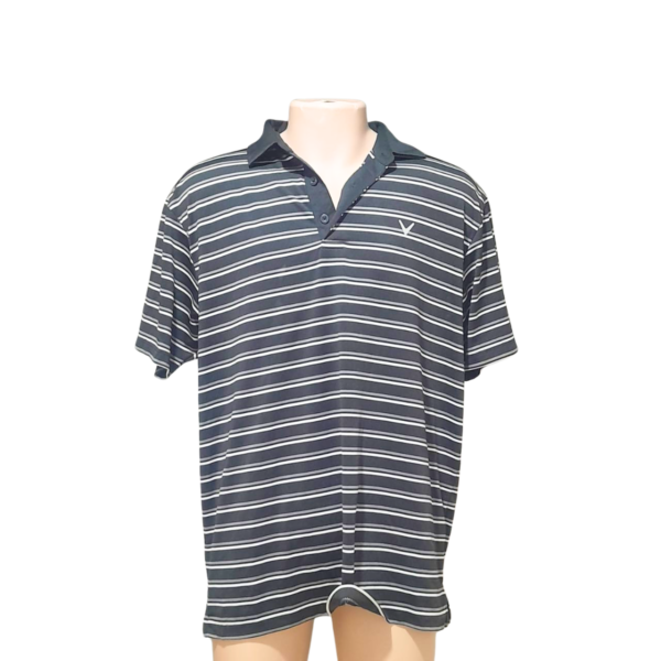 Camiseta Con Cuello Rayada/Negra, Marca CALLAWAY, Talla L - 67