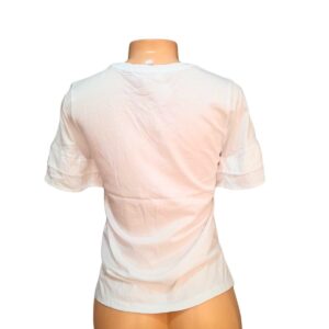 Blusa Blanca Cuello Redondo, Marca MICHAEL KROS, Talla S – 47 cm de ancho