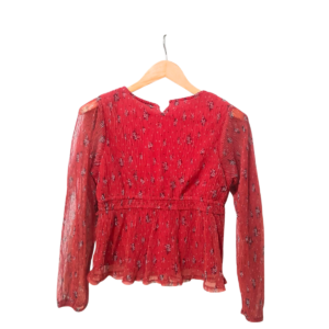 Blusa De Niña Roja/ Nueva Manga Larga, Marca SELF, Talla XLt – 33 cm de ancho