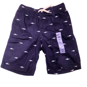 Short De Tiburones Azul Negro/ Nuevo, Marca OLD NAVY, Talla 10/12T – 34 cm de ancho