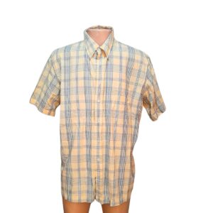 Camisa Cuadriculada Casual/Amarilla, Marca DOCKERS, Talla XL – 69 cm de ancho