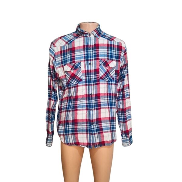 Camiseta Manga Larga Casual Cuadriculada , Marca EXPRESS, Talla L - 52 cm de ancho