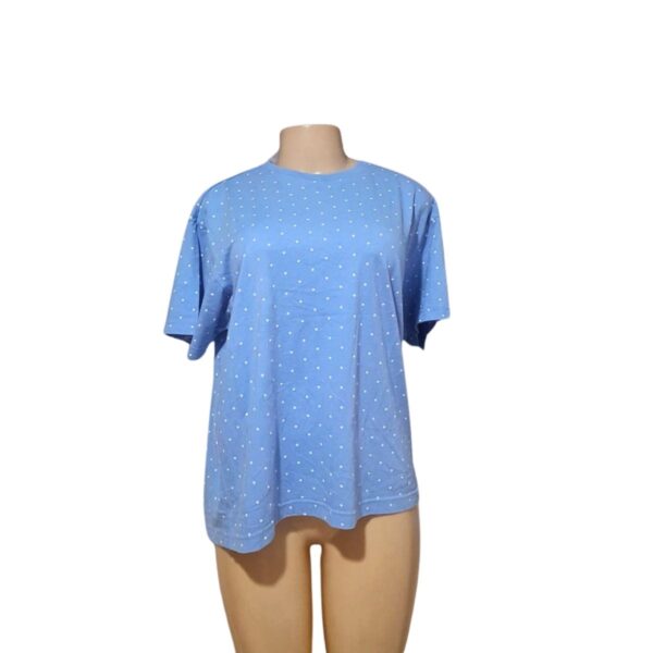 Blusa Celeste Con Puntos, Marca , Talla XL - 57 cm de ancho