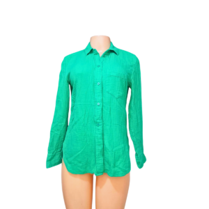 Blusa Verde Manga Larga, Marca J.CREW, Talla 0 – 51 cm de ancho