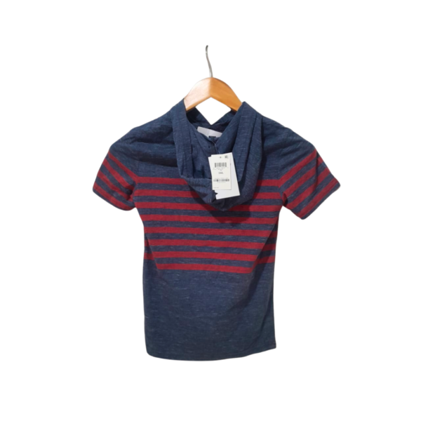 Camisa Con Gorro Rayada Nueva/ Azul Con Rojo, Marca UNIVIBE, Talla ST - 36 cm de ancho - Imagen 2