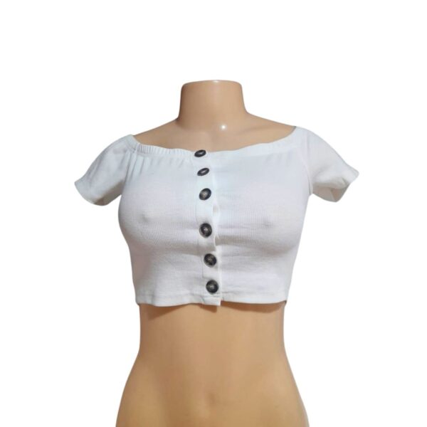 Top Blanco , Marca , Talla M - 35 cm de ancho