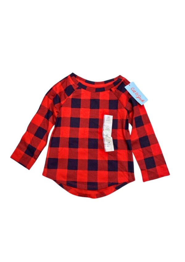 Blusa, con Cuadros Medidas 27cm de ancho y 36cm de largo, Marca Cat & Jack, Talla 2T