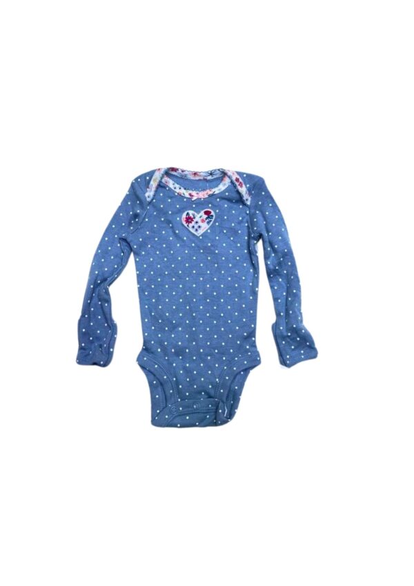 Mameluco, Celeste Medidas 22cm de ancho y 43cm de largo, Marca Carters, Talla NB