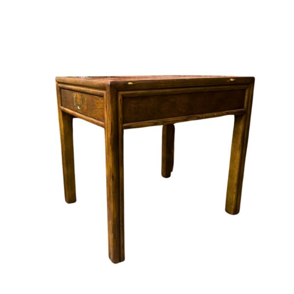 Mesa auxiliar de olmo china del siglo XIX de la dinastía Qing con un solo cajón. 65 cm de alto, 56 cm de ancho, 69 cm de largo. - Imagen 3
