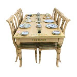 Juego de mesa de comedor, acabado Blanco hueso 6 personas, 76 cm de alto, 178 cm de ancho, 90 cm de largo