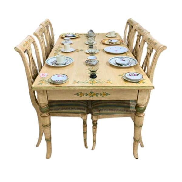 Juego de mesa de comedor, acabado Blanco hueso 6 personas, 76 cm de alto, 178 cm de ancho, 90 cm de largo