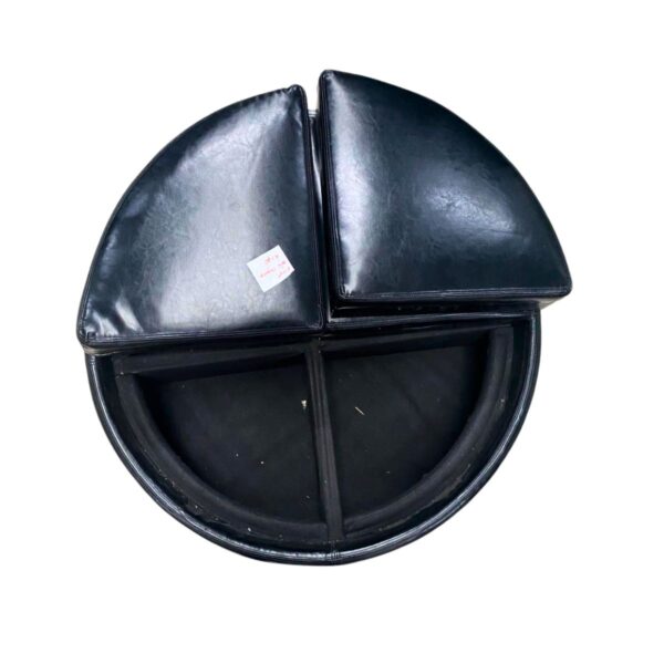 Sofá/silla de piel sintética Negra Redondo, 92 cm de ancho, 42 cm de alto, 45 cm de largo. - Imagen 3