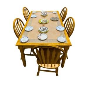 Sunset Trading Oak Selections – Juego de mesa de comedor, acabado claro cafe 5 personas, 75 cm de alto, 164 cm de ancho, 99 cm de largo